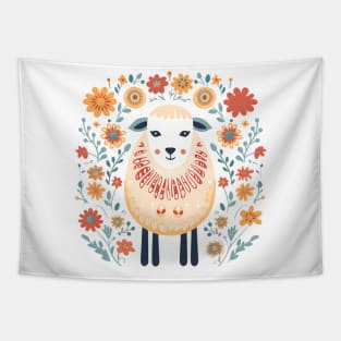 Scandinavian Folk Art Sheep Tapestry