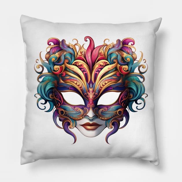 90s Retro Mask Pillow by Chromatic Fusion Studio