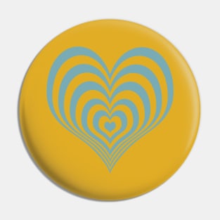 Warm Mustard and Blue Layered Heart Pin