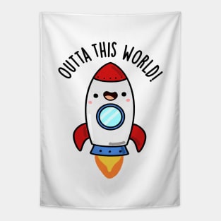 Outta This World Cute Rocket Pun Tapestry