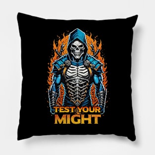 Test Your Might Skeleton Ninja Pillow