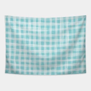 Light blue gingham textured stripes Tapestry