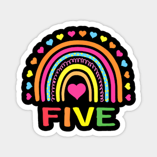 Years Old Rainbow 5th Birthday For Girls Boys Kids Magnet