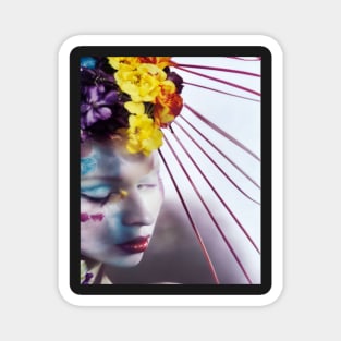 Japanese geisha and flowers Magnet