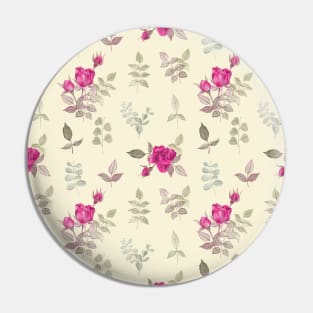 Purple Rosebuds and Leaves on Light Yellow Background (pattern) Pin