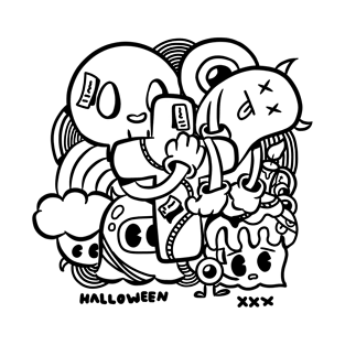 Halloween monster illustration. Doodle style. T-Shirt