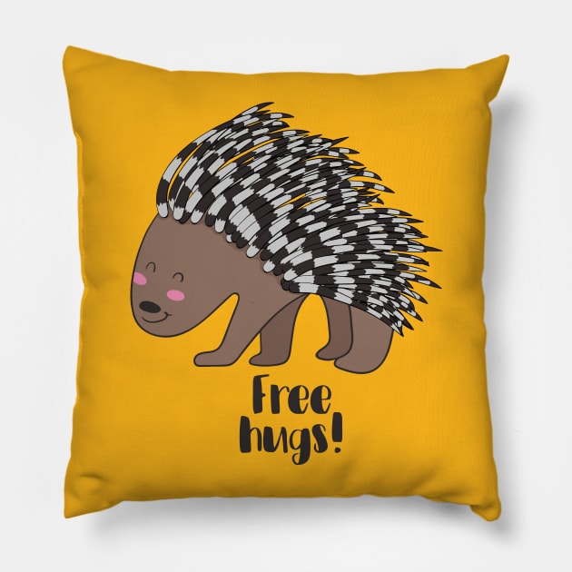 Free Hugs- Cute Porcupine Pillow by Dreamy Panda Designs