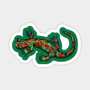 Wild green and orange salamander Magnet