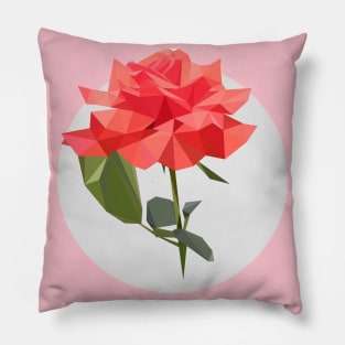 Pink Rose Polygonal Floral Print Pillow