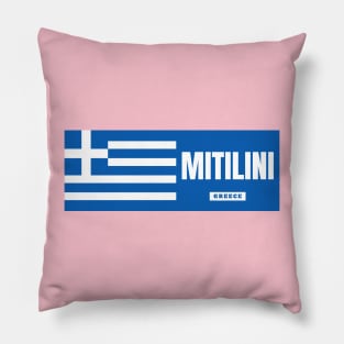 Mitilini City with Greek Flag Pillow