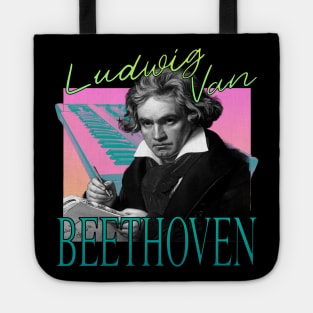 Ludwig Van Beethoven - Retro 80's Synth Wave Band Neon Aesthetic Tote