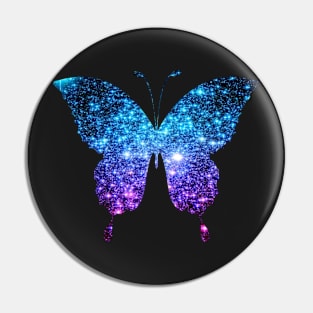 Teal and Purple Ombre Faux Glitter Butterfly Pin