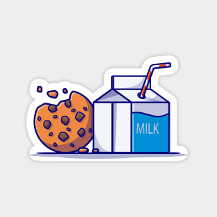 Milk Box And Chocolate Cookies Cartoon Vector Icon Illustration Magnet