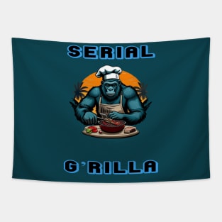 Serial G'rilla Master BBQ Griller Fun Pun Tapestry