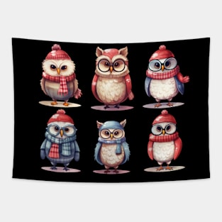 Christmas Owls Tapestry