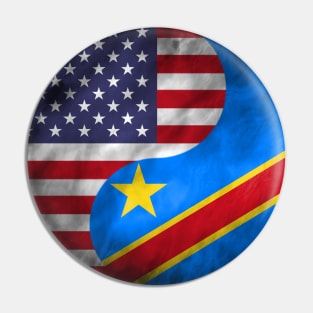 USA and DR Congo Dual Flag Yin Yang Combination Pin