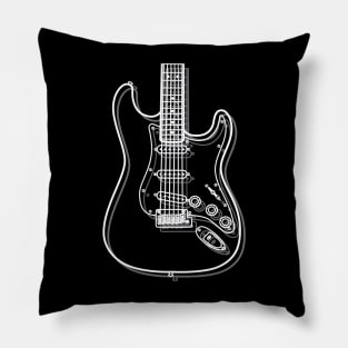 S-Style Electric Guitar Body Outline Dark Theme Pillow