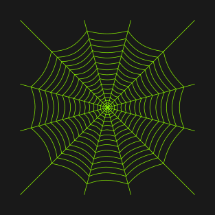 Halloween spider web pattern neon green on black T-Shirt