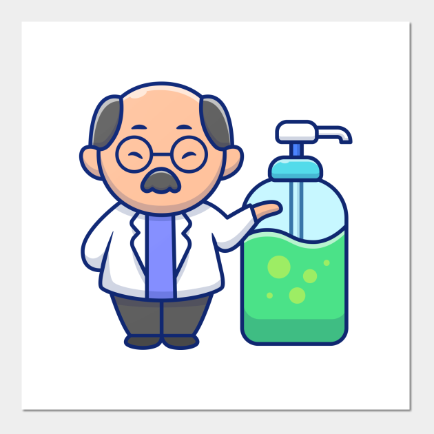 Cute doctor with hand sanitizer cartoon - Doctor - Posters and Art Prints | TeePublic Cute doctor with hand sanitizer cartoon - Doctor - Posters and Art Prints | TeePublic