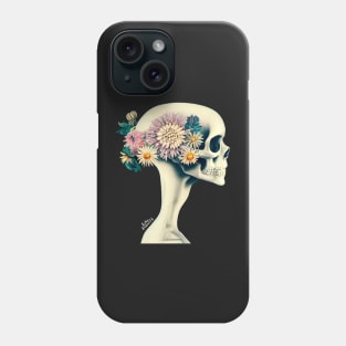 Skull with floral crown Phone Case