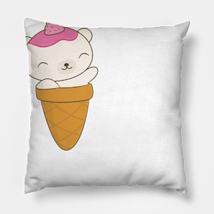 Polar Bear Ice Cream Cone T-Shirt Pillow