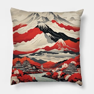 Iwate Japan Travel Vintage Tourism Poster Pillow