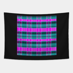 Vaporwave Aesthetic Calan 1 Hand Drawn Textured Plaid Pattern Tapestry