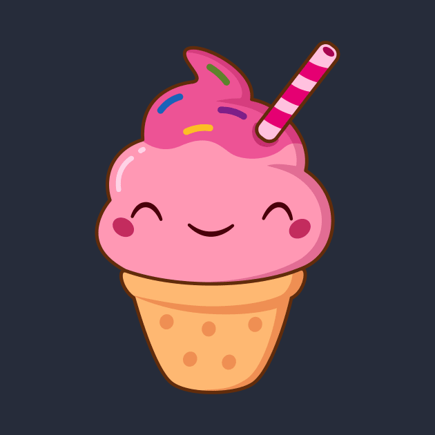 Cute Kawaii Ice Cream Cone by wordsberry