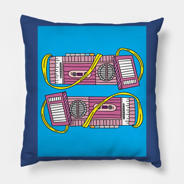 Old Colorful Stylish Retro Music Radios Pillow by flofin