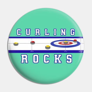 CURLING ROCKS - MINT GREEN BACKGROUND Pin