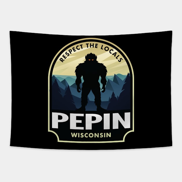 Pepin Wisconsin Bigfoot Sasquatch Tapestry by HalpinDesign