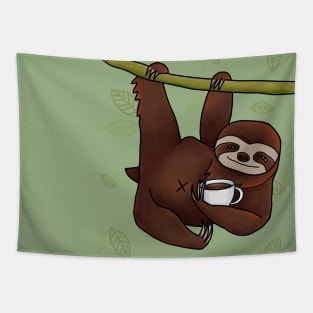 Sloth with coffee Tapestry