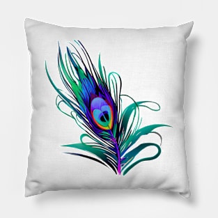 Single Peacock Feather Pillow