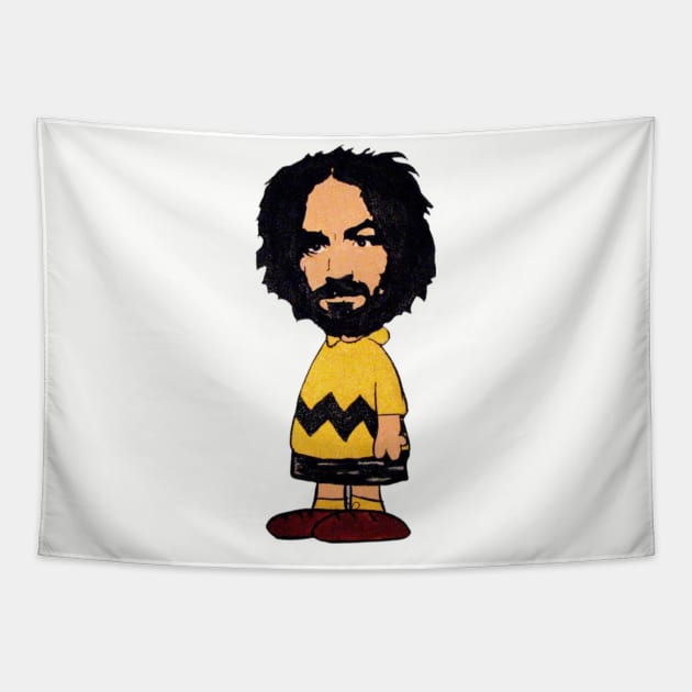 Charles Manson Cartoon Style Tapestry by Coffee Black Victory 