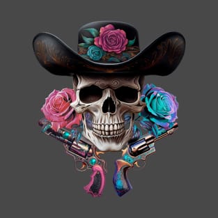 Cowboy skull, roses and guns T-Shirt