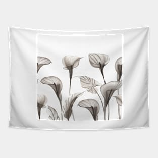 Elegant Xray Calla flowers. Tropical transparent watercolor flowers print Tapestry