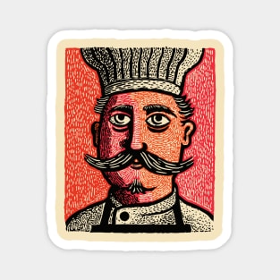 The Mustachioed Chef - Kitchen Folk Art Magnet