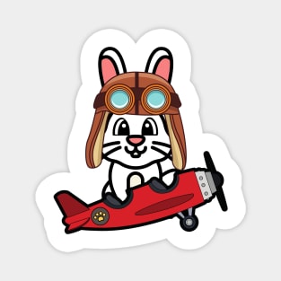 Cute Bunny is in a vintage airplane Magnet