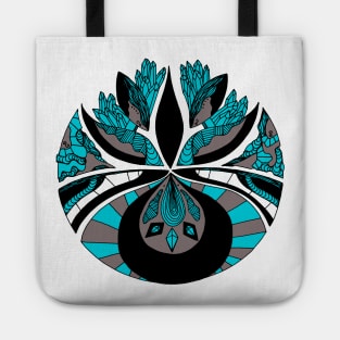 Blue Grey Abstract Motif Tote