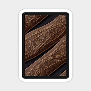 Dark Brown Ornamental Leather Stripes, natural and ecological leather print #57 Magnet