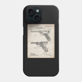Luger Pistol Firearms Patent - Gun Lover Vintage Guns Art - Antique Phone Case
