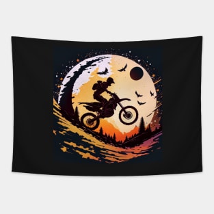 Dirt bike stunt w/moon orange Tapestry