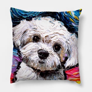 Maltipoo Night (Portrait) Pillow