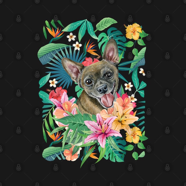 Tropical Short Haired Black Sable Fawn Chihuahua by LulululuPainting