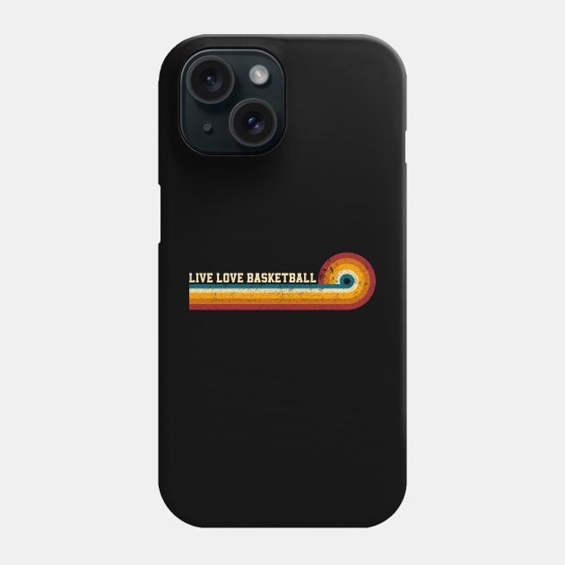 Retro Stripes Live Love Basketball Phone Case by TeeTypo