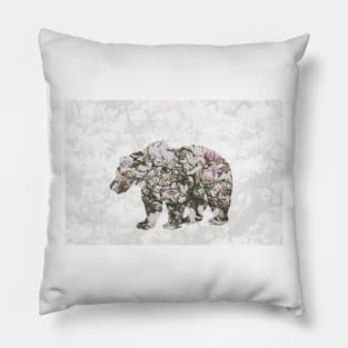 Double Exposure: Bear and Flowers Pillow