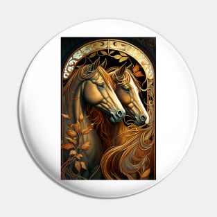 Two Beautiful Brown Horses Sisters Pin