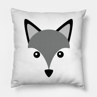 Cute Little Husky Dog Wolf Head Logo Illustration Pillow