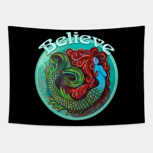 Believe Mermaid Painting Tapestry