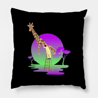 Colouring Giraffe T-shirt Design Pillow